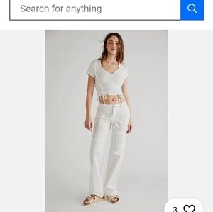 Free People White Straight Leg Cargo Pants